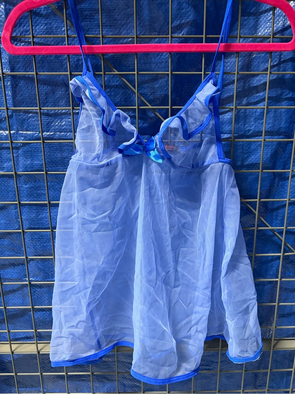 Sheer Blue Ruffle Trim Chemise